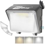 HiBay 80W Dusk to Dawn Outdoor Lights Wall Mount, 9 in 1 LED Wall Pack Light with Photocell Sensor, IP65 Commercial Security Flood Lighting for House Warehouses, AC 100-277V