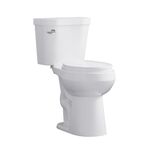 19 Inch Tall Toilet, Extra High Toilet with Comfort Chair Height, Single Side Lever Flush Two-Piece Round Toilet, Ceramic Toilet Bowl with Plastic Seat for Bathroom, White