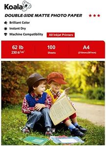 KOALA Double Sided Matte Inkjet Photo Paper A4, 230gsm, 100 Sheets for Inkjet Printers. Suitable for printing Photos, Brochures, Covers, Certificates, Booklets, Flyers, Leaflets, Cards, Calendars