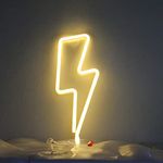 Lightning Bolt Neon Signs Bolt Night Lights for Wall Decor USB or Battery Powered for Bedroom Kids Room Living Room Bar Christmas(Warm White)