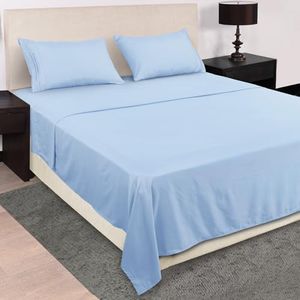 Mejoroom Queen Sheet Set - Hotel Luxury 1800 Sheets & Pillowcase Sets - Extra Soft Bed Sheets - Deep Pocket Fitted Sheet, Breathable, Wrinkle & Fade Resistant - 4 Piece (Queen,Lake Blue)