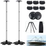 Boat Cover Support Poles 2 Pack, Boat Cover Poles Stainless Steel Adjustable 16"-59", Boat Cover Support System 4-Stage Extension with 6 Straps Rubber Base for Pontoon and Jon Boat(Black)