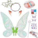 Midook Fairy Wings Set,Fairy Butterfly Wings for Girls Adults and Women Eye Shadow Tattoo Stickers Cosplay for Birthday Halloween Christmas (8PCS)