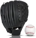 HolyElks Baseball Glove + Ball Sets, Softball Glove, Baseball Mitt, 10.5''-12.5'' for Youth Adult Training and Beginner Play, Synthetic Leather Softball Mitt, Right Hand Throw (Black, 11.5")