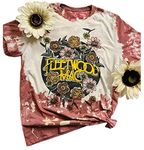 Women Country Music Bleached Shirts Casual Rock Band Tee Tops Concert Outfit T-Shirt Sleeve Summer Vacation Tops, Pink, Medium