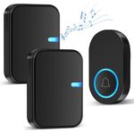 Bestcool Wireless Doorbell, Waterproof Door Bells Cordless with 2 Receivers Plug in Door Bell Chime Kit 200m Range with 4 Levels Volume 38 Melodies Ring Doorbell Battery Operated for Home School