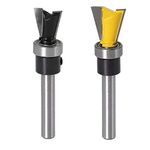 Bestgle 2pcs 1/4" Shank Dovetail Router Bit 1/2" & 5/8" Cutting Diameter with Bearing Dovetail Joint Woodworking Milling Cutter Tool