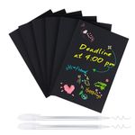 TINNIVI 6 Pads Black Sticky Notes, Large Sticky Notes 4 x 6 Inch, Post It Notes with 2 Metallic Pens, Black Self-Stick Note Pads for Teacher Students Nurse School Office Hospital, 50 Sheets/Pad