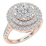 1.25 ct tw Double Halo with Solitaire look Diamond Cluster Ring 18K Rose Gold (Ring Size 4.5) (G, VS)