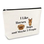 Horse Gifts Makeup Bag Dog Lover Gift Dog and Horse Gifts for Girls Women Cosmetic Bag Cowgirl Equestrian Gifts Christmas Birthday Gift for Dog Lover Horse Lover Friend Sister Travel Makeup Pouch