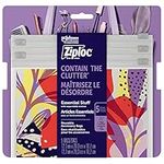 Ziploc Reusable Travel Makeup and Accessory Bags, Great for School or Home Organization, Boho Collection, Large Size, 5 Count