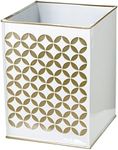 Creative Scents Small Bathroom Trash Can - Decorative Waste Basket for Bathroom - Durable White and Gold Waste Basket - Space Friendly Bath Dustbin - for Elegant Bathroom Décor (Diamond Lattice)