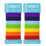 HOYOLS No Metal Hair Elastics Bands, Chakra Color Ponytail Holder No Snag Hair Ties for Girls Women Thick Hair 4mm, Hair Accessories - 7 Colors 56 Count