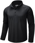 CRYSULLY Men's Sun Protection T-Shirt Long Sleeve Clothing Half-Zip Performance Shirts Black