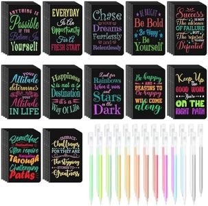 48 Pcs Mini Inspirational Notebooks Bulk with 48 Colorful Pens， 3.5"x5.5"
