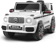 TEOAYEAH 12V 10Ah Plus Size Licensed Ride on Car for Kids Ages 3-7, Electric Vehicle Ride on Toys w/Parent Remote, Wireless Music, Suspension System -AMG G63 Max, White