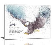 Bald Eagle Wall Art Flying Eagle Picture Wall Decor Bible Verse Scriptures Canvas Prints Framed Modern Cool Animal Painting Artwork for Office Bedroom Bathroom Living Room 16"x12"