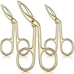 3 Packs Eyebrow Tweezers, Scissors Shaped Eyebrow Straight Tip Tweezers Clip, Flat Tip Tweezers Hair Plucker, Straight Tip Hairgripping Eyebrow (Gold Plated, 3 Packs)