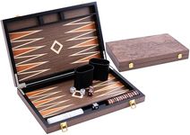Engelhart- 250546 - Deluxe backgammon - 15 inch - with varnished walnut burl veneer