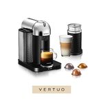 Nespresso Vertuo Coffee and Espresso Machine by Breville with Aeroccino Milk Frother- Chrome