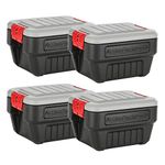 Rubbermaid® ActionPacker® 8 Gal Lockable Storage Box Pack of 4, Outdoor, Industrial, Rugged, Grey and Black