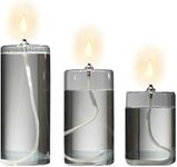 Refillable Glass Unscented Pillar Candle Gift Set of 3 - Use Alone, in a Candle Holder or Lantern - Oil Lamps Last a Lifetime and are a Unique Gift for Women