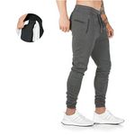 Tansozer Mens Tracksuit Bottoms Mens Joggers Slim Fit Jogging Bottoms with Zip Pockets Mens Sports Trousers Sweatpants Mens Elasticated Waist Grey XL