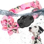 Airtag Dog Collar for Small Dogs, Rose-Pink Dog Collars Girl with AirTag Holder Waterproof Airtag Case, Including Flower Spring Dog Collar Bowtie, for All Female Dogs ﻿