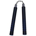 Playwell Foam Rubber Safety Training Nunchucks With Chain - Black W/Blue Grips - E118