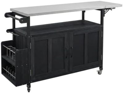 Outdoor Kitchen Island with Wheels, Rolling Grill Table and Bar Cart,