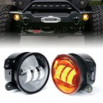 Xprite 4" LED Fog Lights 60W Amber Led Chip Driving Offroad Fog Light Replacement for 07-18 Wrangler JK Front Bumper Fog Lamps