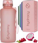 Hydracy Water Bottle with Time Marker - Large 2 Litre BPA Free Bottle & No Sweat Sleeve - Leak Proof Gym Bottle with Fruit Infuser Strainer & Times to Drink - Ideal for Fitness, Sports & Outdoors