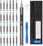 Amir Electric Screwdriver(Newest) 28 In 1 Cordless Mini Power Precision Screwdriver Set W/ 24 Bits,Rechargeable Portable Magnetic Repair Tool Kit W/ Led Lights For Phones Watch Jewelers Laptops-Multi