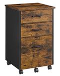 VASAGLE File Cabinet with 3 Drawers, Rolling Office Filing Cabinet, with Wheels, Fits A4, Letter-Sized Documents, for Study, Bedroom, Living Room, Rustic Brown and Black OFC046B01