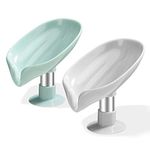 Soap Dishes 2 Pcs,Soap Holder with Drainage,Soap Dish for Shower,Easy Cleaning Soap Box Container,Leaf Shape Soap Tray,Used in the Kitchen Bathroom and Counter Top