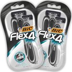 BIC Flex 4 Disposable Men's 4-Blade Razors with Moveable Blades for a Close Shave, Solid Control, Pack of 6