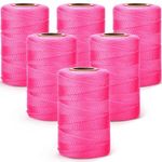 6 Roll Mason Nylon String 500 Feet Nylon Twine Braided Twine String Twine Heavy Duty Outdoor Twine Rope Hanging String Masonry String Lines for Construction DIY Project Gardening (Fluorescent Pink)