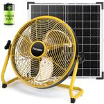 Fanspex 14" Portable Solar Rechargeable Floor Fan, 15600 mAh 20W Solar Panel Powered Battery Operated Fan for Outdoor Camping, 360° Tilt, 40dB Quiet Operation (5.3m/s Airflow)