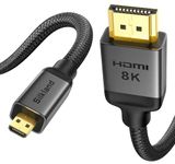 Silkland Micro HDMI to HDMI 8K 2M, [8K@60Hz, 4K@120Hz] HDMI to Micro HDMI Cable, 48Gbps, HDR, eARC, Micro HDMI Cable 2.1 Compatible for Raspberry Pi 5 4, Cameras, Go Pro Hero, Monitor, TV, Laptops