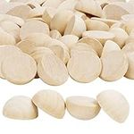 Belle Vous 100 Pack Natural Unfinished Wooden Half Craft Balls - 25mm DIY Mini Split Round Hemisphere Wood Ball Set - Art Supply Beads, Jewellery Design, Making Christmas Decorations & Projects