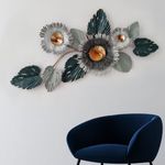 DEKOR CENTRE - Palmero Floral Arrangment Metal Wall Art | Size - 22 x 45 Inches | Wall Decoration for Living room & Drawing room | Multicolor Sculpture | Unique & stylish | Creative Hanging