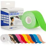 Proworks Kinesiology Tape | 5m Roll of Elastic Muscle Support Tape for Exercise, Sports & Injury Recovery - Green