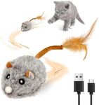 COSOWO USB Rechargeable Electric Mouse Cat Toy with Squeaky Sound, Interactive Toys for Indoor Cats, Automatic Mice Kitty Toys with Realistic Chirping, Fun Exercise Hunting Plaything for Pets