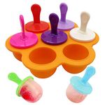 Ice Lolly Moulds for Children,Ice Lolly Moulds Silicone,7 Cavities Popsicle Mould with Plastic Sticks,Food Grade Baby Food Freezer Trays, for Egg Bites, Orange