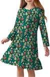 Arshiner Girls' Sleepwear Long Sleeve Cute Nightgown Nightie Pajama Dress Green Christmas 4-5T