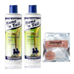 The Original Mane ‘n Tail Olive Oil Complex – Herbal Gro Shampoo + Conditioner – 12 Oz - 2 - Pack with DerryK Processing Cap