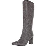 Inc Womens Paiton2 Crystal Block Heel Knee-High Boots Gray 6.5 Medium (B,M)