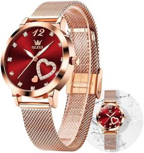 OLEVS Watches for Women Fashion Dress Rose Gold Mesh Bracelet Analog Quartz Ultra Thin Water Resistant Diamond Elegant Women's Wrist Watch for Lady