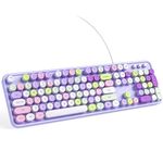 KNOWSQT Wired Computer Keyboard - Purple Colorful Full-Size Round Keycaps Typewriter Keyboards for Windows, Laptop, PC, Desktop, Mac