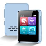 32GB Bluetooth MP3 Players, 1.8-Inch Touch Screen Music Player with Speaker, FM Radio, Mini Digital Player for Kids, Expandable to 128GB, Earphones Included,Birthday Gift for Girls, Boy, Blue